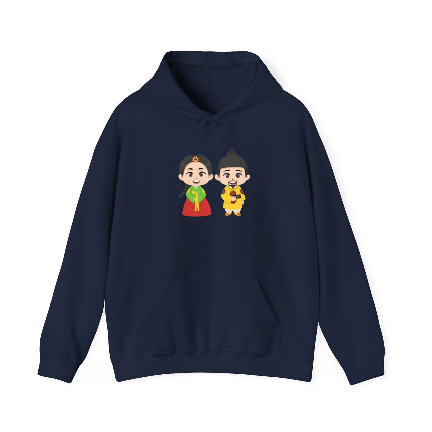 Festive Couple Cartoon Hoodie – Colorful Celebration Style