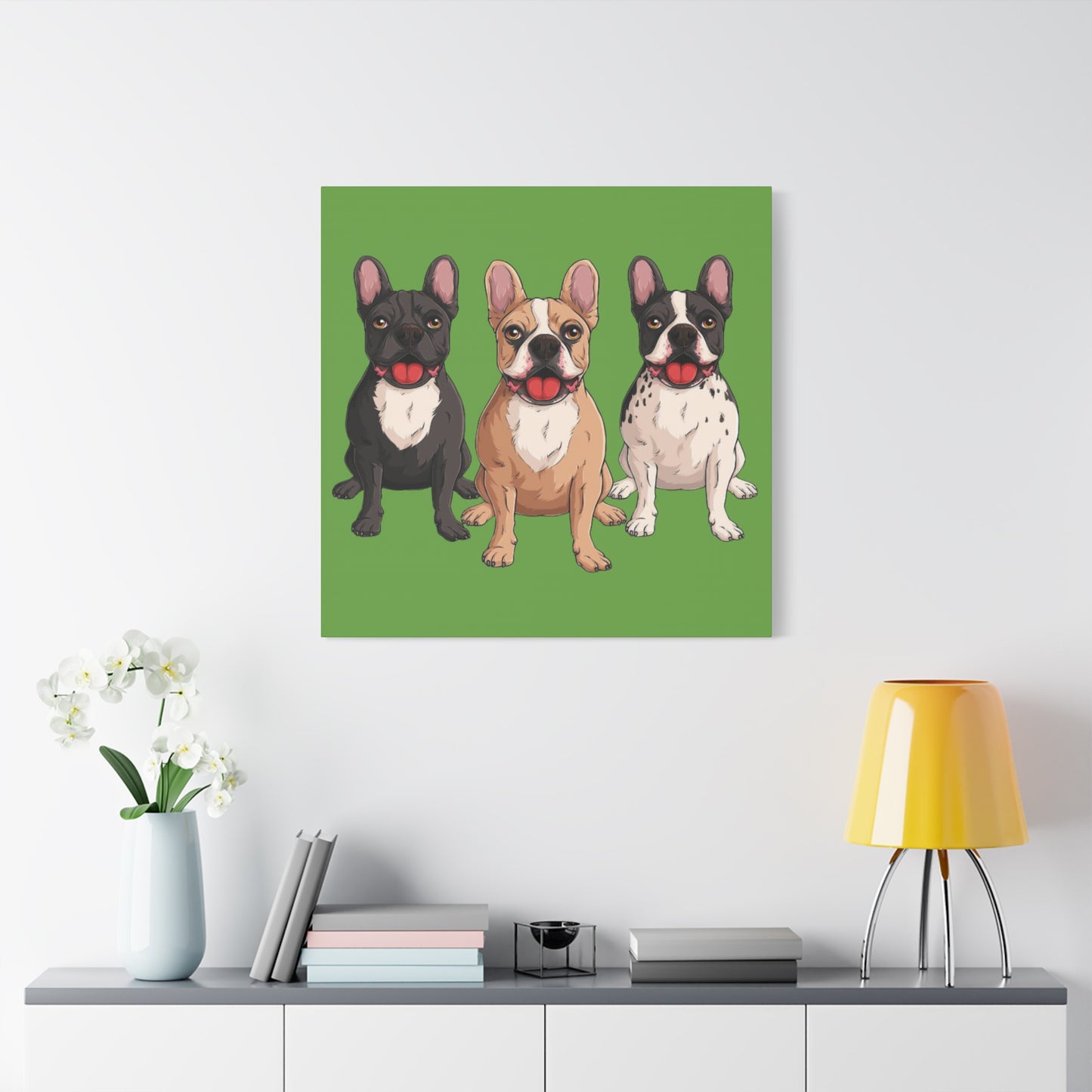 French Bulldog Trio Canvas Wall Art|Eco-Friendly - Limited
