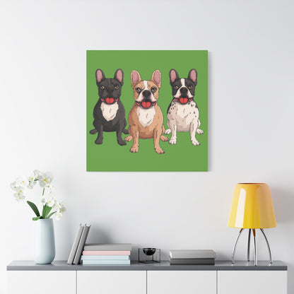 French Bulldog Trio Canvas Wall Art|Eco-Friendly - Limited