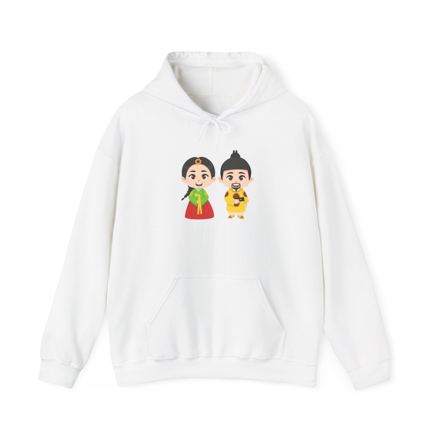Festive Couple Cartoon Hoodie – Colorful Celebration Style