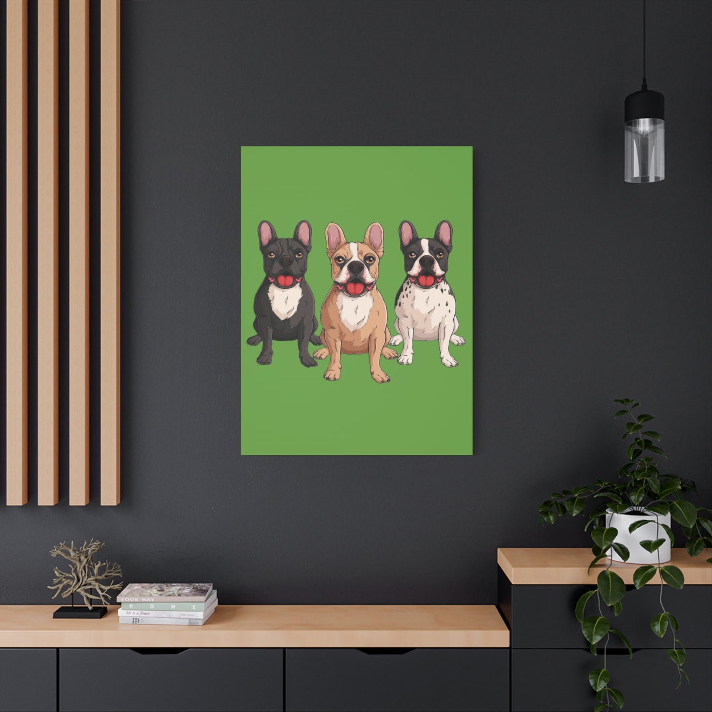 French Bulldog Trio Canvas Wall Art|Eco-Friendly - Limited