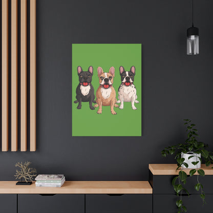 French Bulldog Trio Canvas Wall Art|Eco-Friendly - Limited