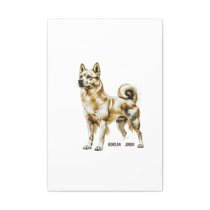 Korean Jindo Dog Illustration Canvas Wall Art | Eco - Limited
