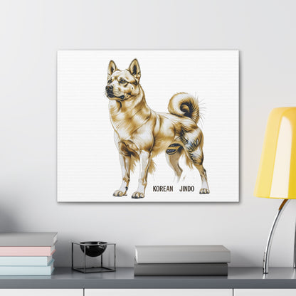 Korean Jindo Dog Illustration Canvas Wall Art | Eco - Limited