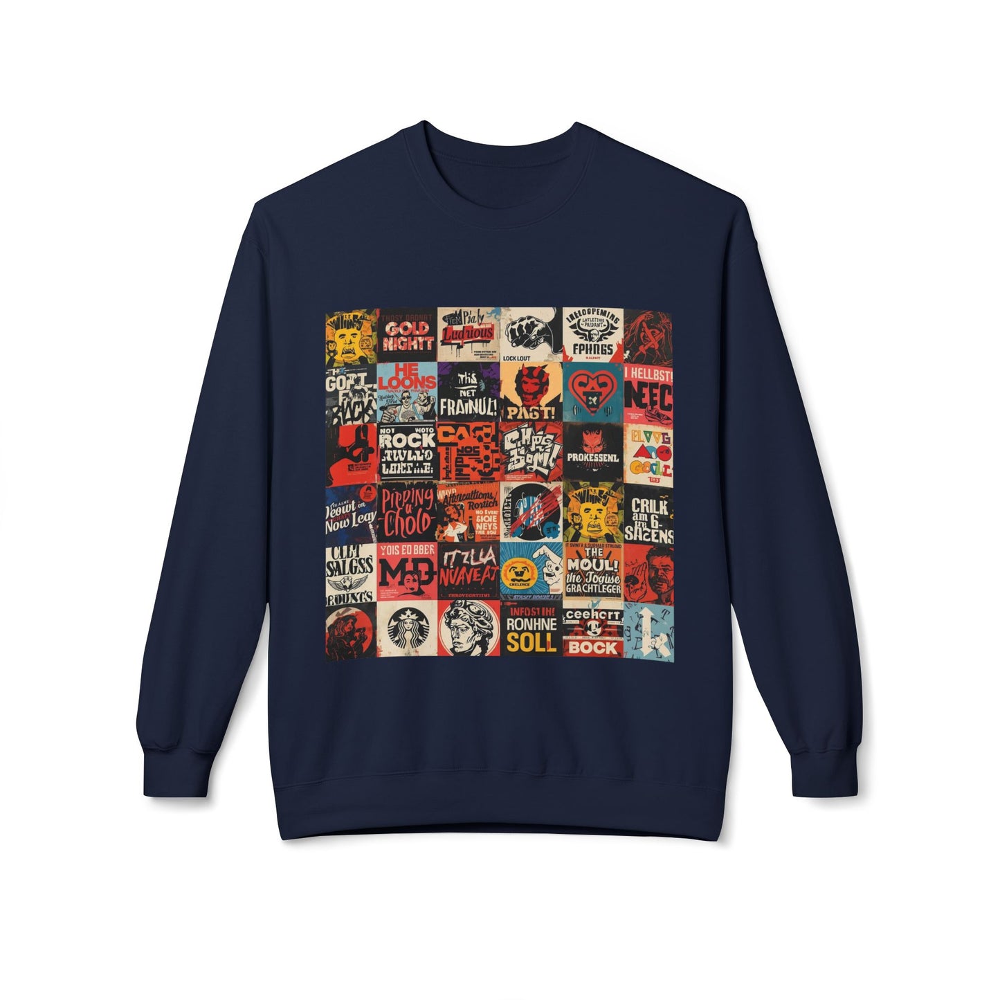 Vintage Rock Poster Collage Sweatshirt | Eco-Limited
