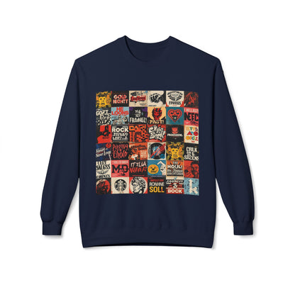 Vintage Rock Poster Collage Sweatshirt | Eco-Limited