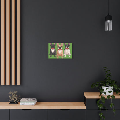 French Bulldog Trio Canvas Wall Art|Eco-Friendly - Limited