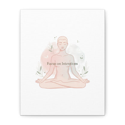 Focus on Intentions Canvas | Gentle Wellness Wall Art, Pastel Gradient Meditation Print