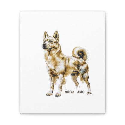 Korean Jindo Dog Illustration Canvas Wall Art | Eco - Limited