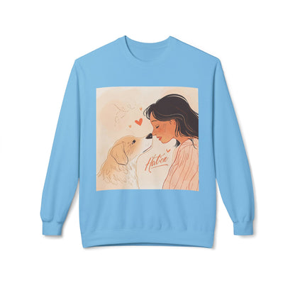 Heartfelt Dog Love Illustration Crewneck | Eco-Friendly - Limited