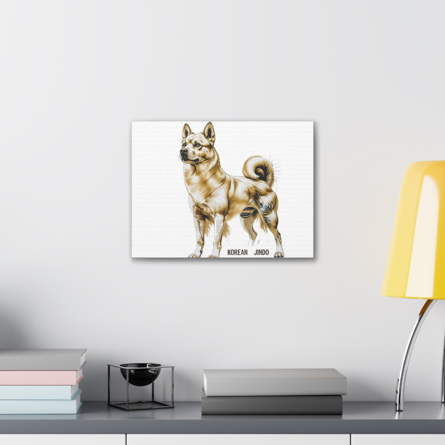 Korean Jindo Dog Illustration Canvas Wall Art | Eco - Limited