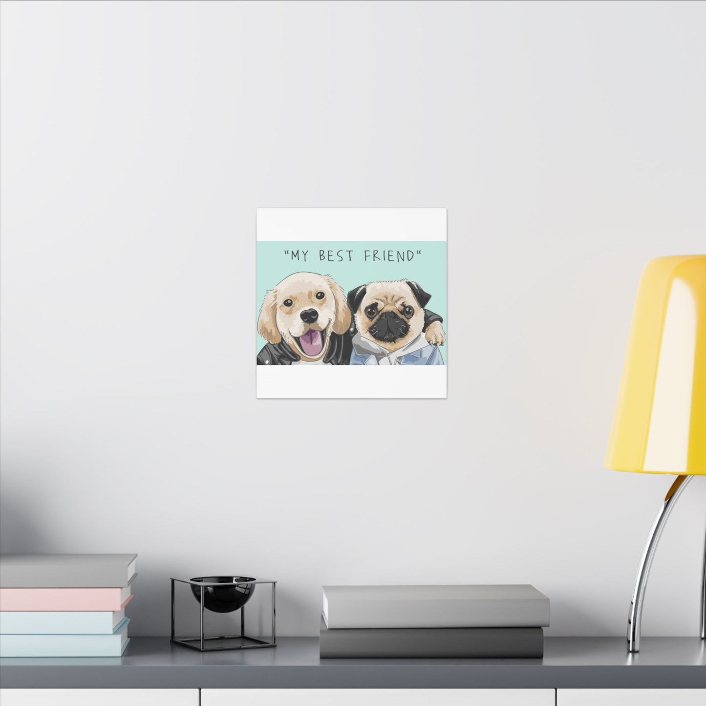 Cute Pug & Puppy Matte Stretched Print