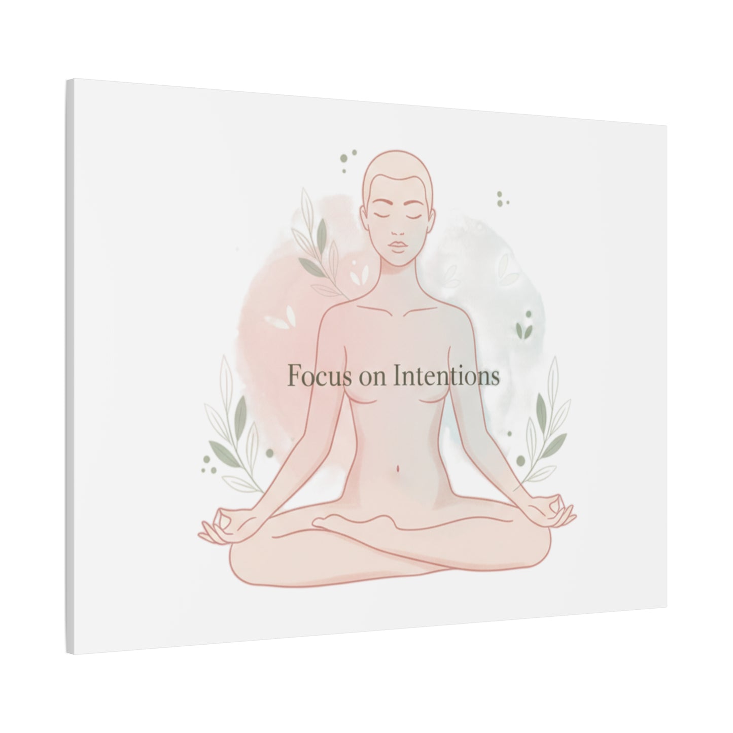 Focus on Intentions Canvas | Gentle Wellness Wall Art, Pastel Gradient Meditation Print