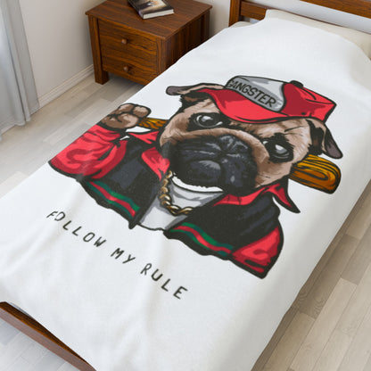 Gangster Pug Throw Velveteen Plush Blanket