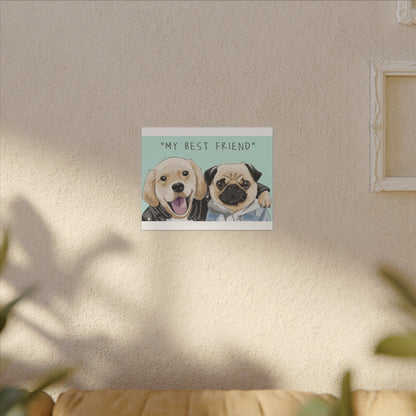 Cute Pug & Puppy Matte Stretched Print