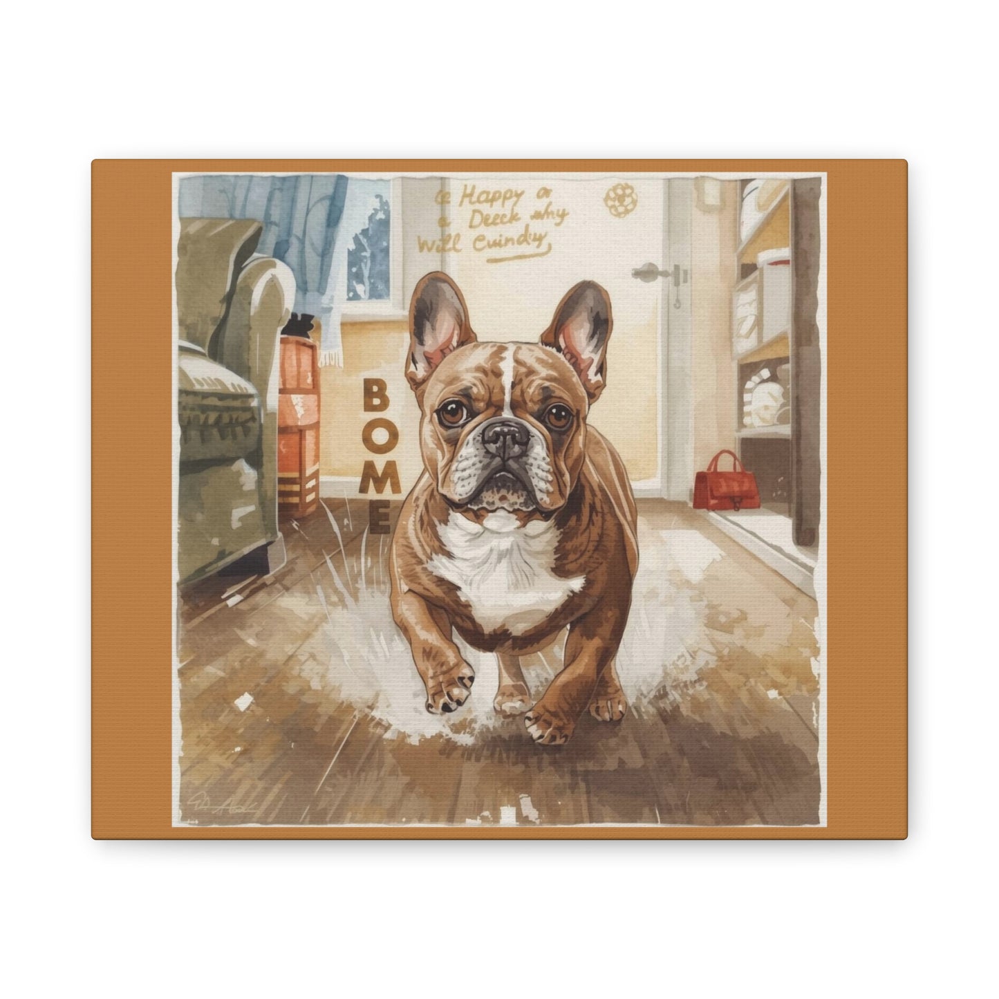 Happy Home Bulldog Canvas Art | Eco-Limited