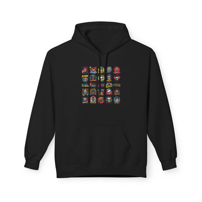 Retro Pop Culture Character Grid Hoodie|Eco-Friendly - Limited