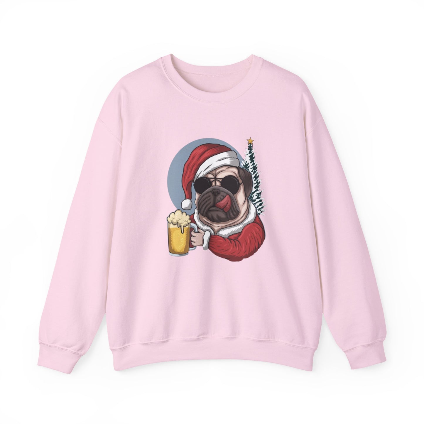 Santa Pug Holding Beer Holiday Crewneck|Eco-Friendly - Limited