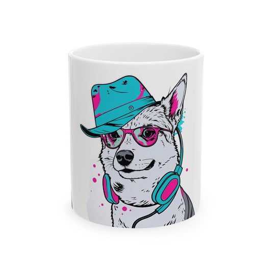 Retro Neon Dog Cool Husky Mug(11oz/15oz)