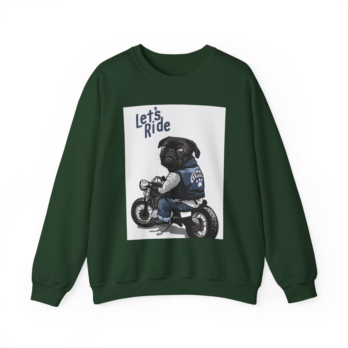 Let’s Ride Biker Pug Graphic Sweatshirt | Eco-Limited