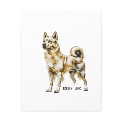 Korean Jindo Dog Illustration Canvas Wall Art | Eco - Limited