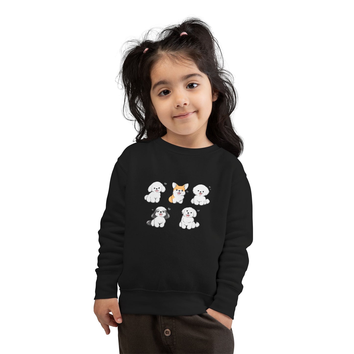Cute Cartoon Puppies Crewneck for Kids