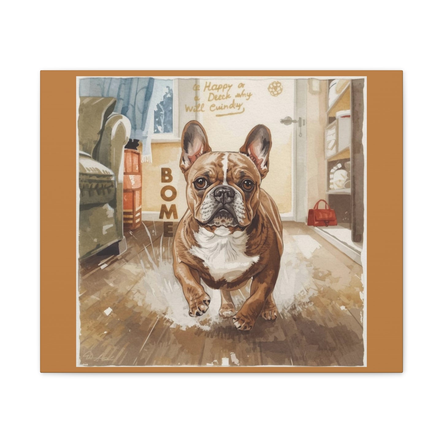Happy Home Bulldog Canvas Art | Eco-Limited