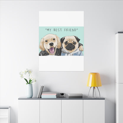 Cute Pug & Puppy Matte Stretched Print