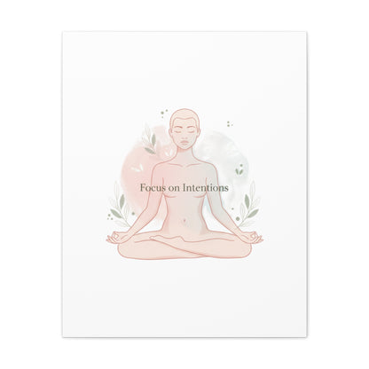 Focus on Intentions Canvas | Gentle Wellness Wall Art, Pastel Gradient Meditation Print