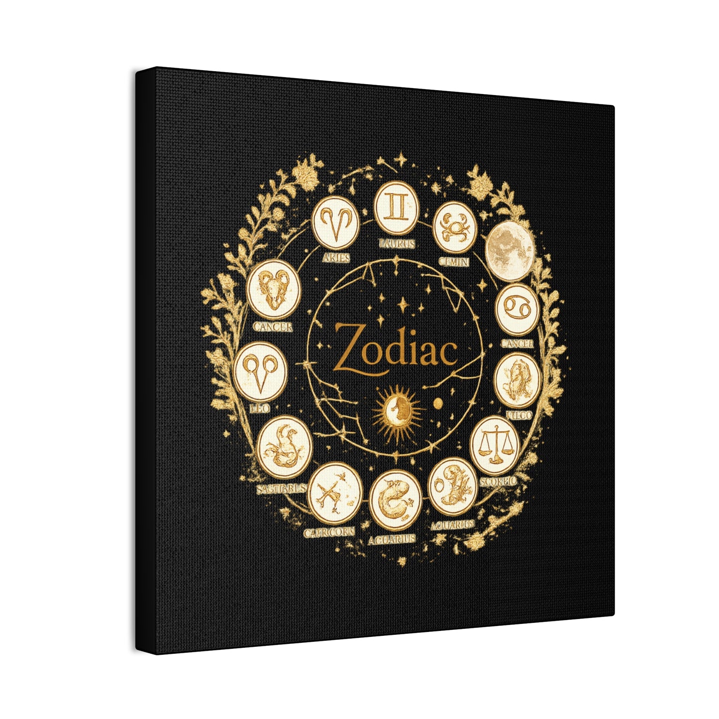 Golden Zodiac Astrology Canvas | Eco-Limited
