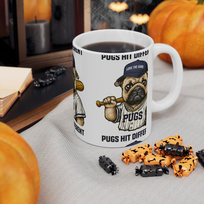 Pugs Hit Different Baseball Ceramic Mug | Eco Limited