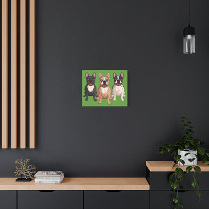 French Bulldog Trio Canvas Wall Art|Eco-Friendly - Limited