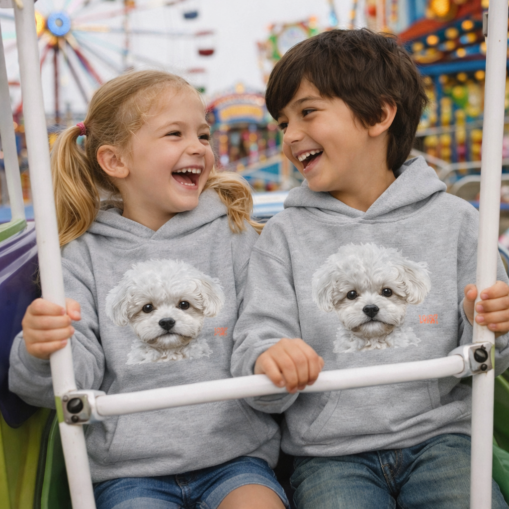 Cute White Puppy Face Youth Hoodie|Eco-Friendly - Limited