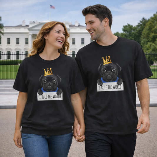 “I Rule the World” Crowned Dog Graphic Tee|Eco-Friendly
