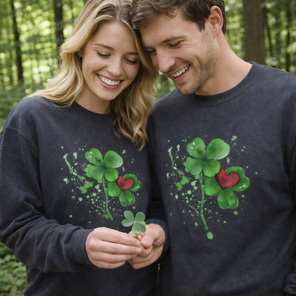 Lucky Love Clover Watercolor Sweatshirt | Eco-Limited