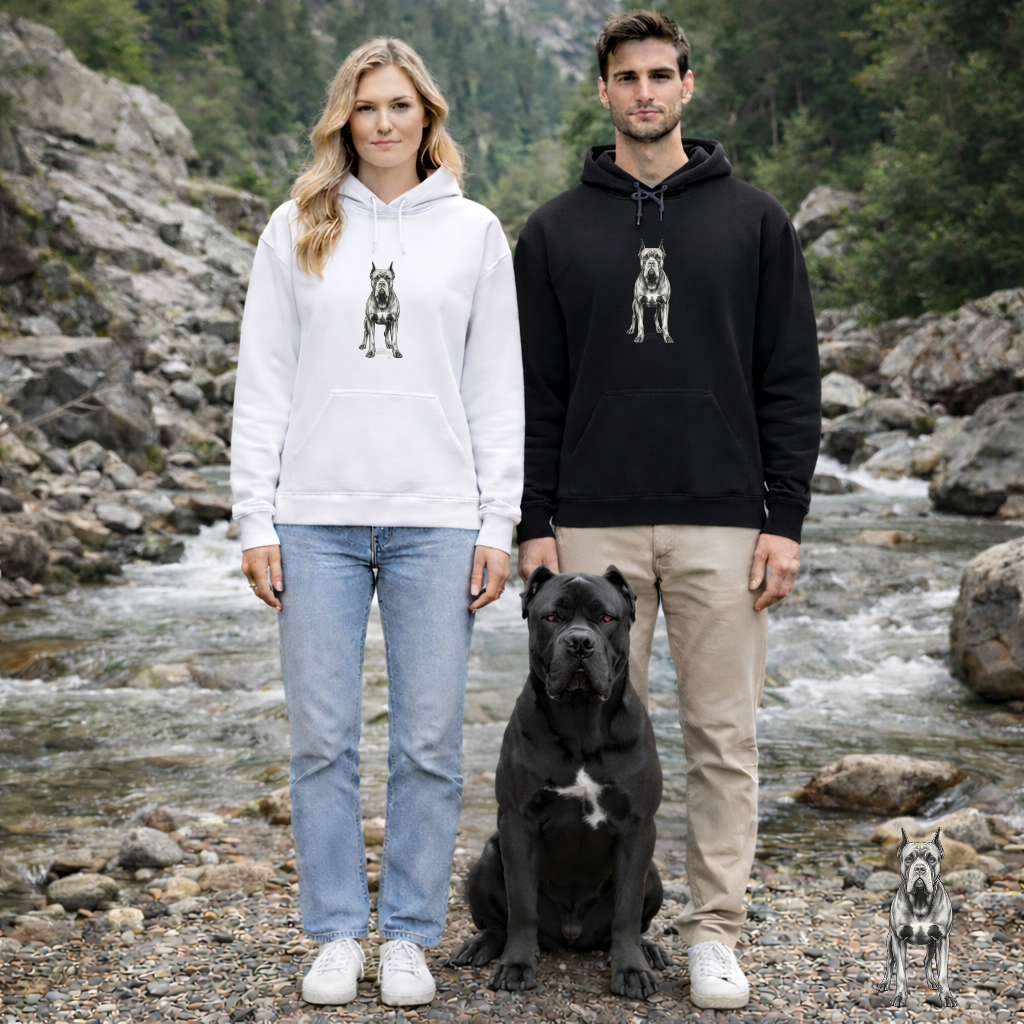 Great Dane Graphic Hoodie — Minimal Black Dog Illustration Sweatshirt