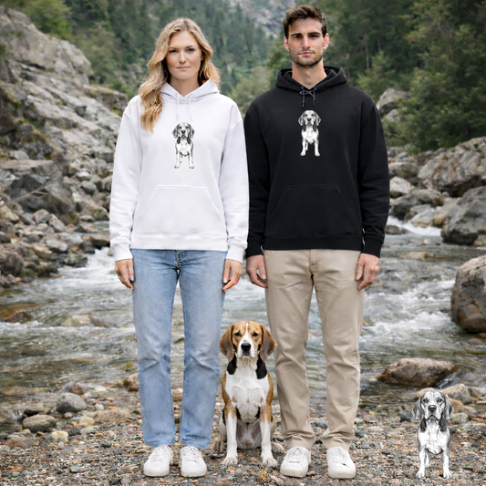 Beagle Sketch Minimal Art Hoodie | Eco-Limited
