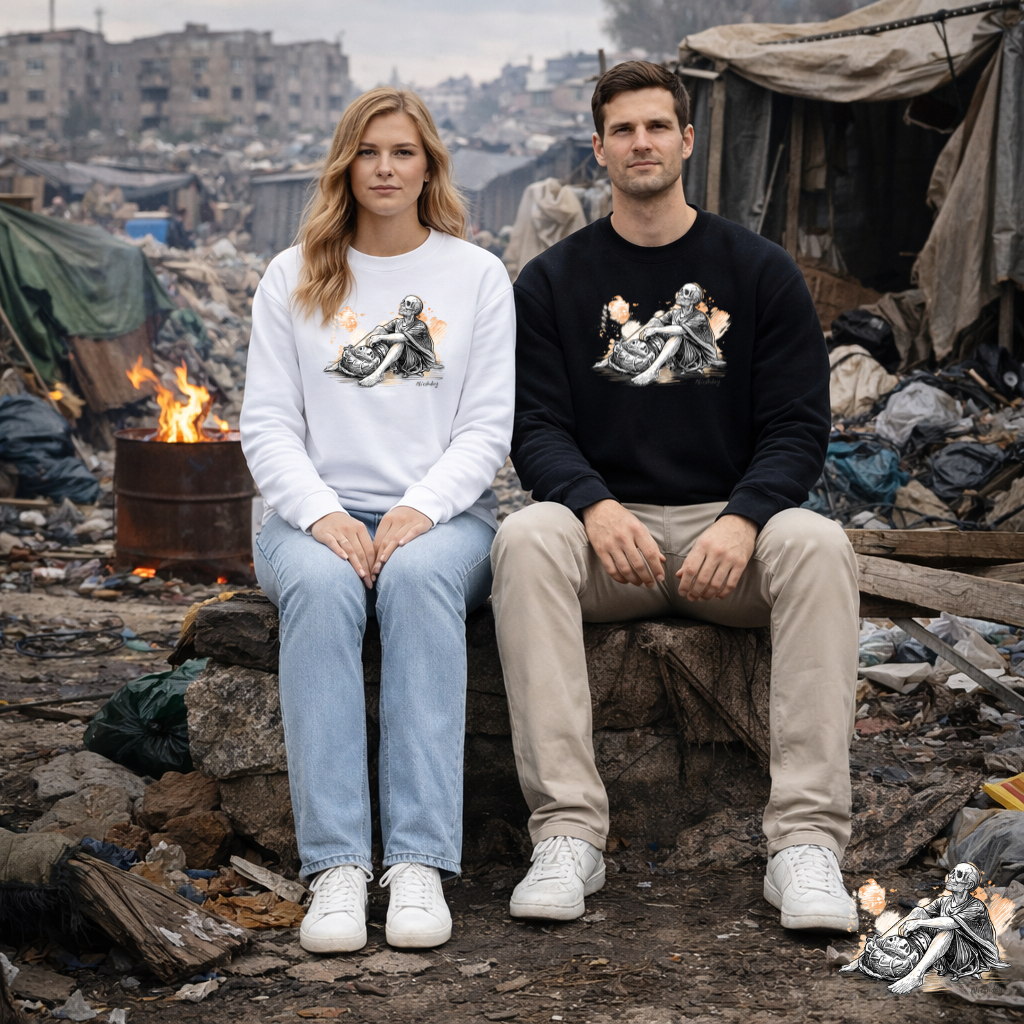 Skeleton Contemplation Sketch Sweatshirt | Eco-Limited