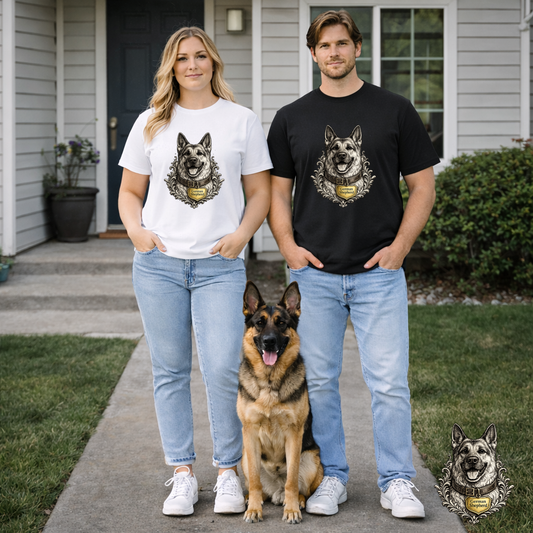 German Shepherd Ink Illustration T-Shirt | Eco-Limited