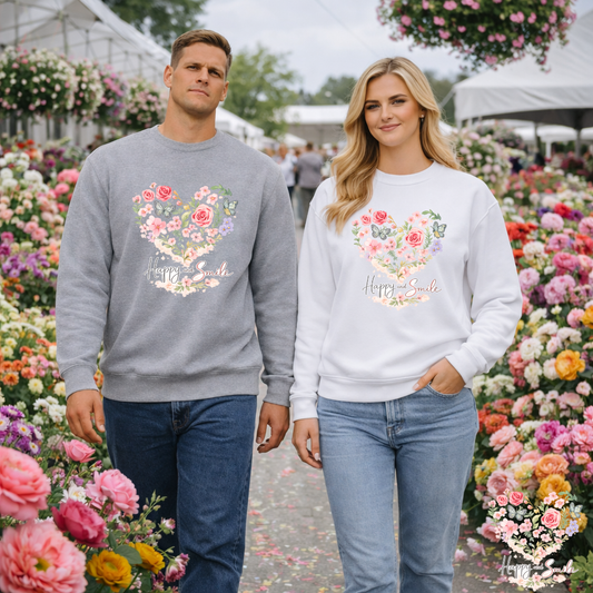 Smile Floral Heart Sweatshirt | Eco-Limited