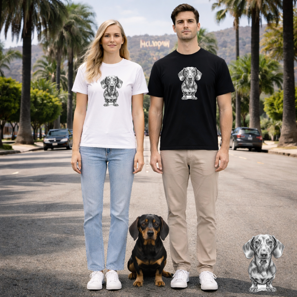 Dachshund Sketch Minimal Art T-Shirt | Eco-Limited