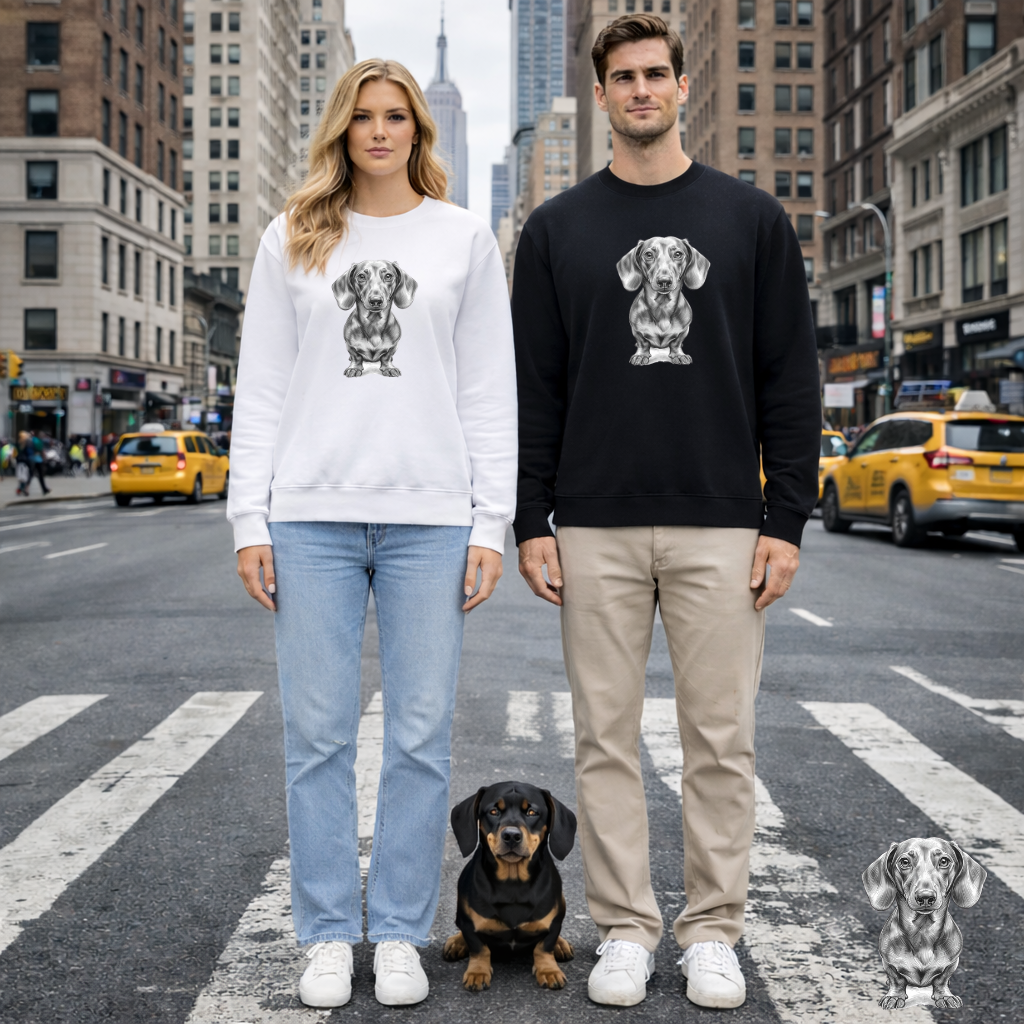 Dachshund Sketch Minimal Art Sweatshirt | Eco-Limited