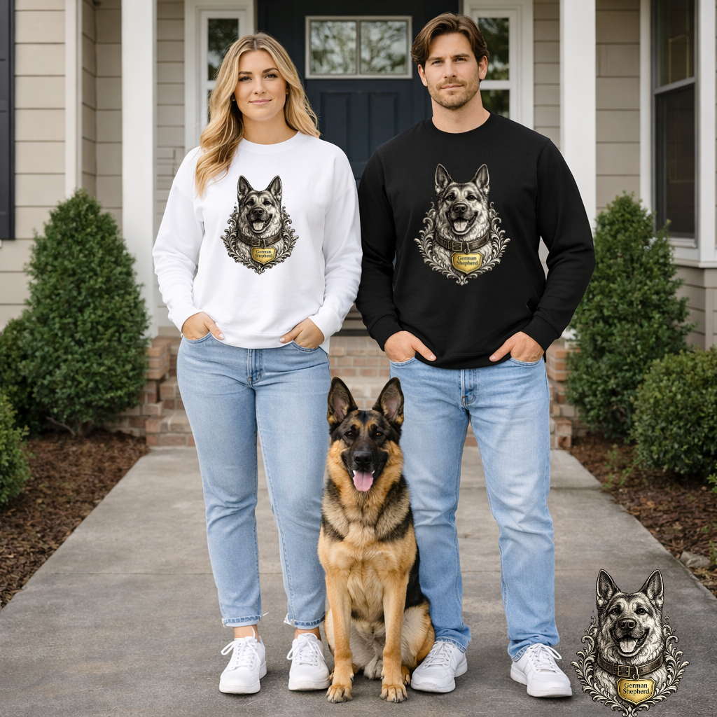 German Shepherd Ink Illustration Sweatshirt | Eco-Limited