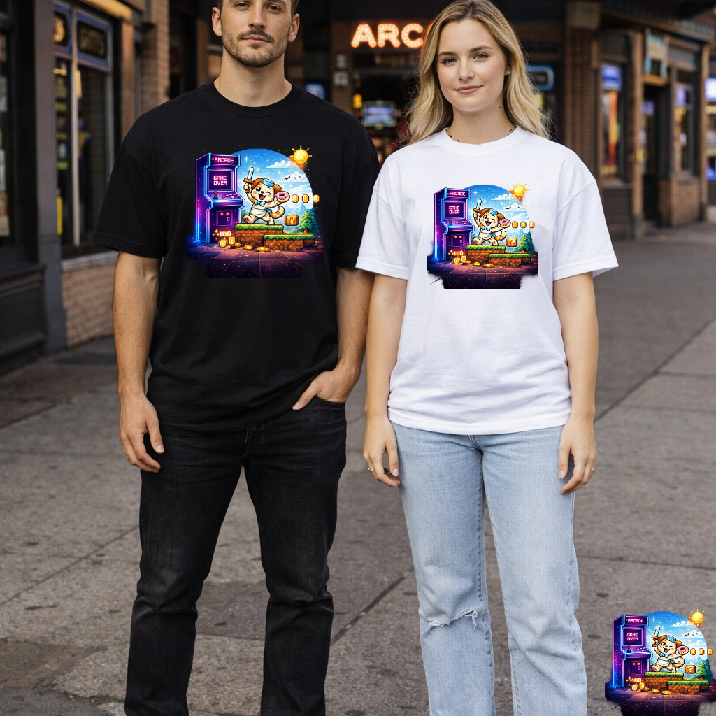 Pixel Arcade Bootleg Graphic T-Shirt | Eco - Limited