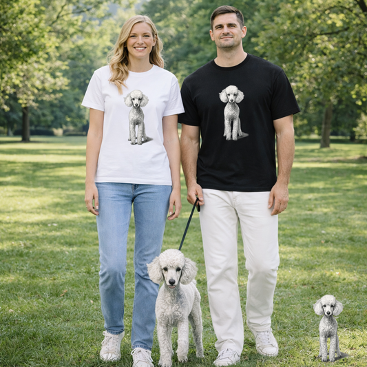 Elegant Poodle Illustration T-Shirt | Eco-Limited