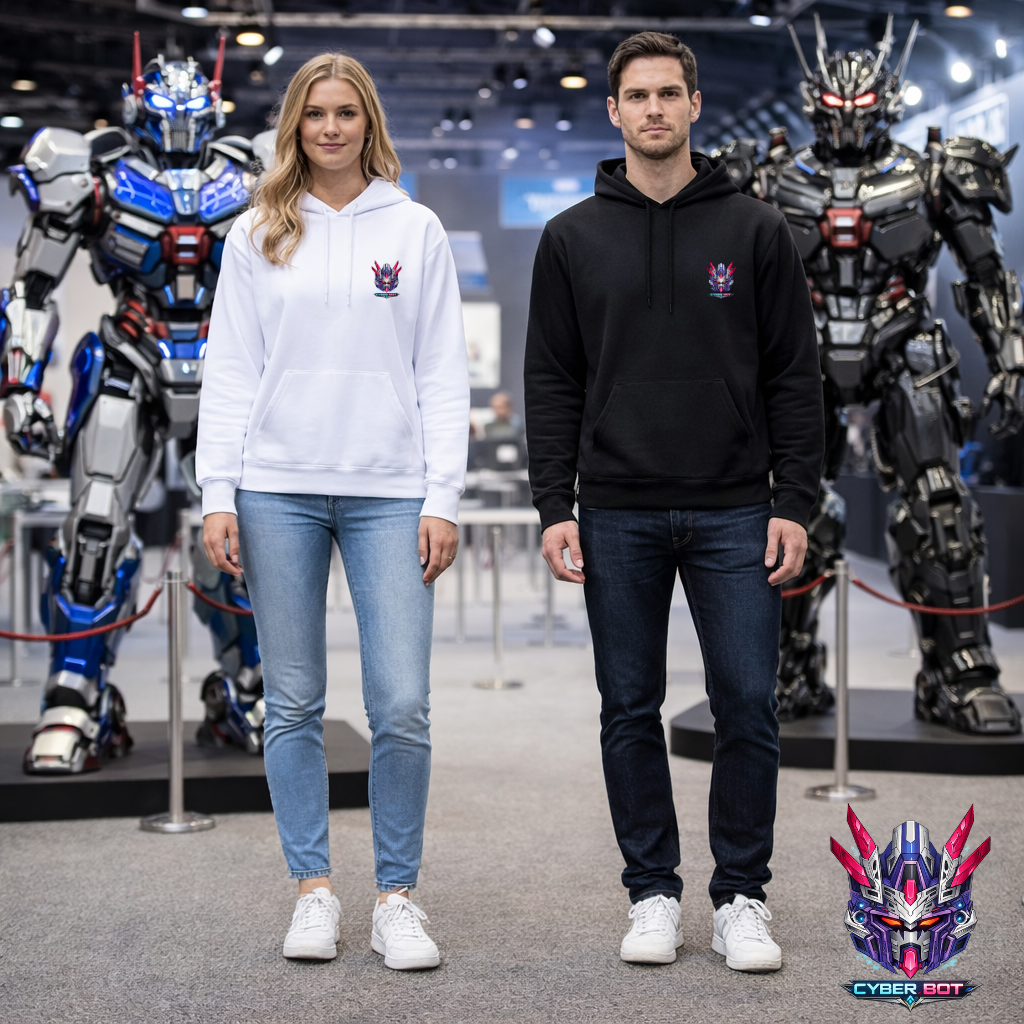 Cyber Robot Emblem Hoodie | Eco-Limited