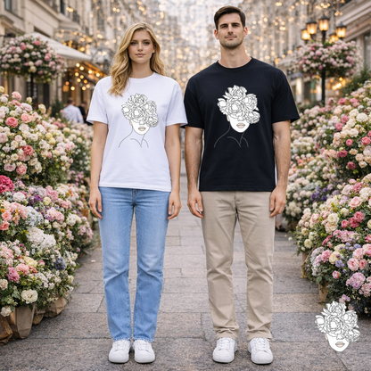 Floral Line Portrait T-Shirt | Eco-Limited