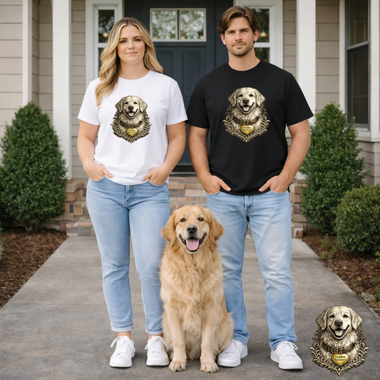 Golden Retriever Ink Illustration T-Shirt | Eco-Limited