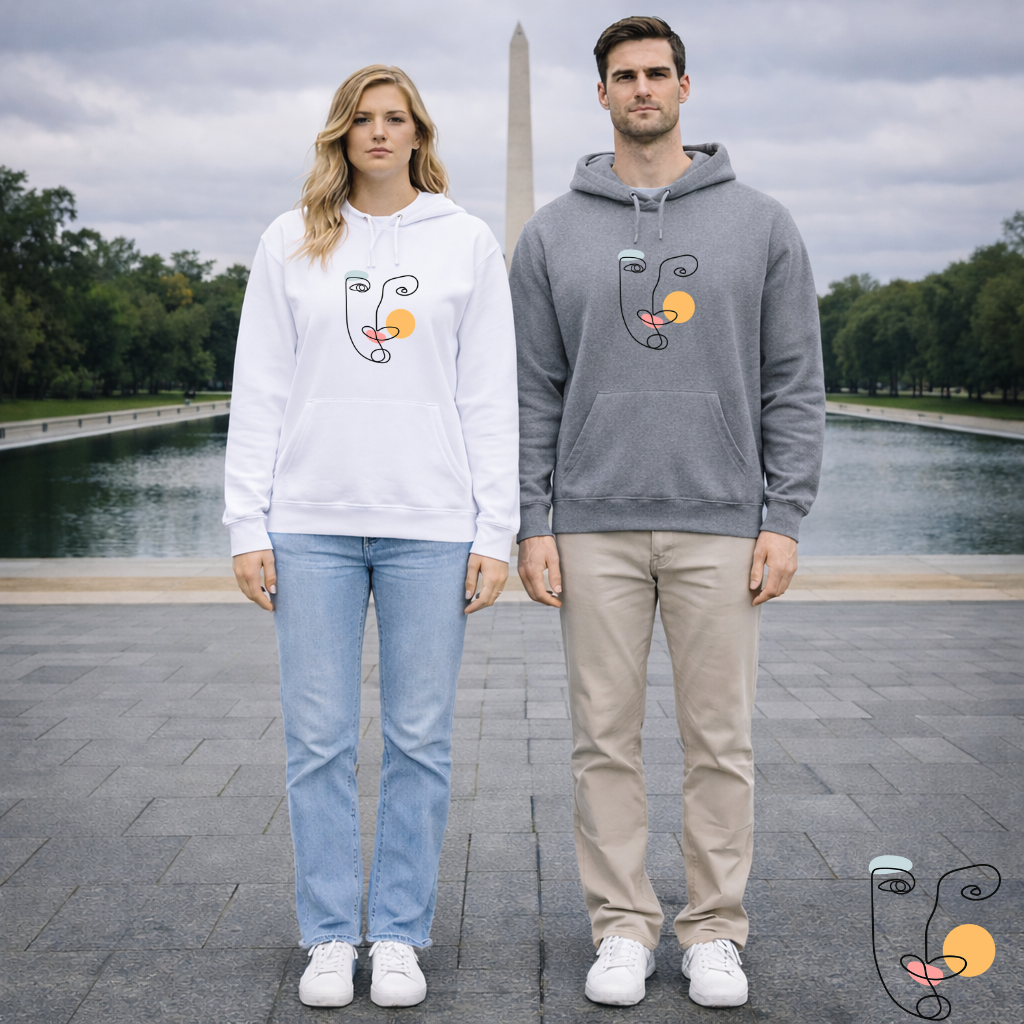 Abstract Line Face Hoodie | Eco-Limited