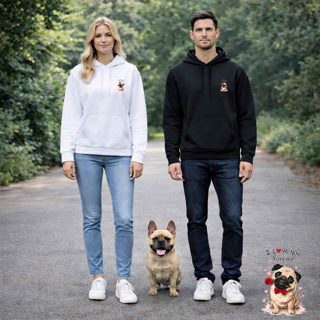 I Love You Forever Pug Hoodie | Eco-Limited